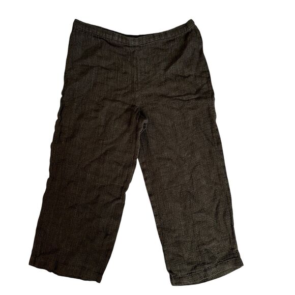 Eileen Fisher Green Linen & Rayon Straight Cropped Lightweight Pants Size S - Picture 1 of 8
